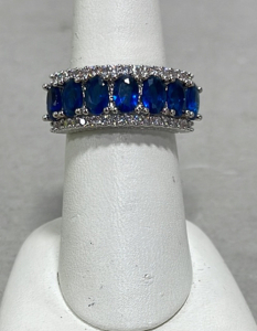 (1) Blue Sapphire Oval Cut And Faceted .925 Ring Size 7