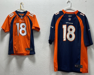 (1) NFL Denver Broncos Peyton Manning Jersey Size Large, (1) NFL Denver Broncos Peyton Manning Jersey Kids Medium
