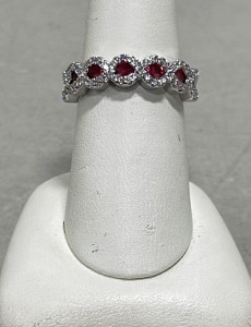 (1) Red Ruby Five Stone Cut And Faceted .925 Ring, Size 8