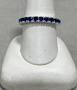 (1) Blue Sapphire Cut And Faceted .925 Ring, Size 9-1/2