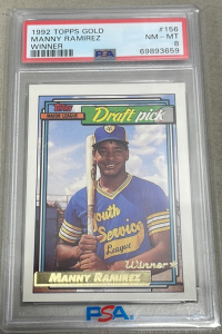 (1) 1992 Topps Gold Manny Ramirez Winner PSA Graded #156 NM-MT Carded And Sleeved