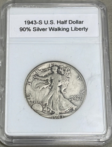 (1) 1943-S US Half Dollar 90% Silver Walking Liberty