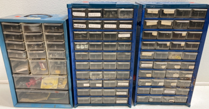 (3) Small Drawer Organizers Full of Fasteners