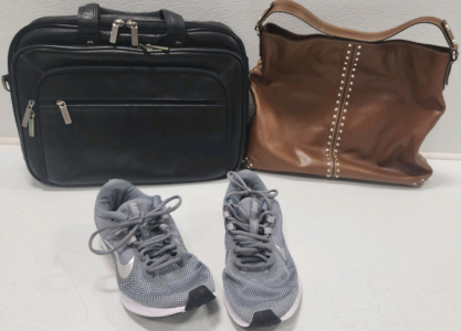 Women's Nike Shoes, Large Brown Bag, Black Brief Case