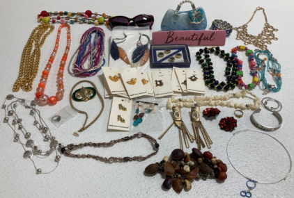 Assorted Costume Jewelry and Feminine Decor