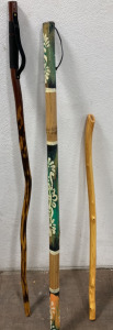 (3) Unique Wood Walking Sticks