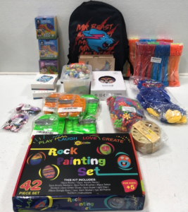 Rock Painting Set, Fidget Toys, (3) Scavenger Hunt Games, Backpack, Water Ballons, Puzzles And More