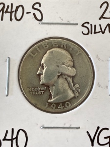 1940-S Silver Vintage Quarter