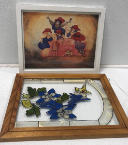 Red Hat Ladies Framed Print, Stained Glass Framed Picture