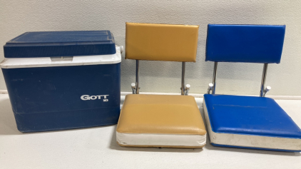 (2) Stadium Seats, (1) Cooler