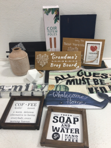 (1) Black Shelf & Key Organizer (1) Coir Totem Poles (6) Assorted Throw Pillowcases & Lots More!!!