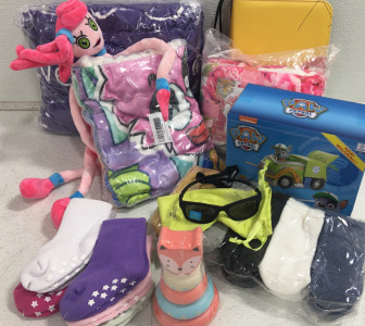 (1) Paw Patrol Truck (1) Pok&eacute;mon Playing Card Case (32) Socks & Much More!!