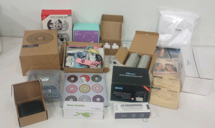 (1) Solar Powered Led Wall Light (1) 100' Projector Screen (2) Got 7 Fan Club Swag Sets (1) Bluetooth Keyboard (6) Linkstek PCIE Risers (1) Gorsun Wireless Kids Headphones and More!!