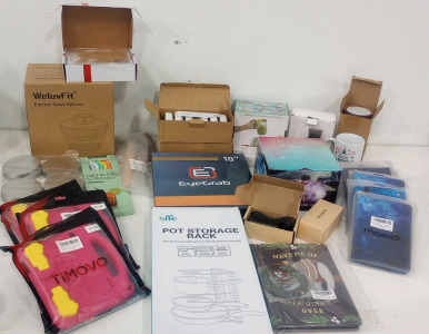(1) 10" Eyegrab Selfie Photo Light (3) Timovo Fire 7 Cases (1) Weluvfit Electric Salad Spinner (2) Centolla Digital Food Thermometers (24) Under cabinet Kitchen Lights and More!!