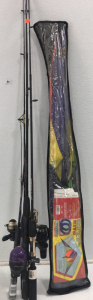 (4) Fishing Poles including Shakespeare, Lews & Raven (1) 64&rdquo; Kite