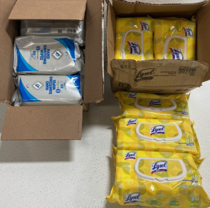 (9) Lysol Disinfecting Wipes, (6) Generic Hand Sanitizing Wipes