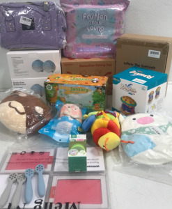 (3) Woiewery Hands Free Breast Pump (2) Baby Sensory Tissue Box & Toys (2) Stuffed Pillows & Much More!!