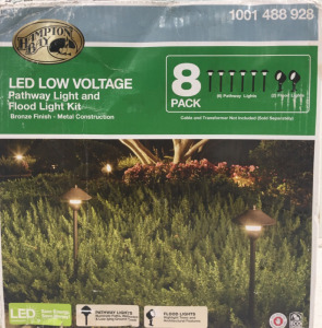 Hampton Bay 8PK LED Low Voltage Pathway & Flood Light Kit