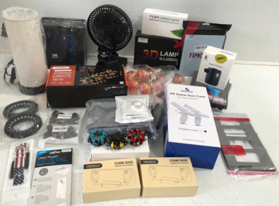 (1) Hires Electric Fan (1) Table Lamp (1) VR Game Gun Case & Lots More!!