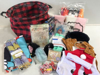 (2) Tillyou 2pk Flannel Mini Crib Sheets, Assorted Teething Toys , Upward Baby Food Catching Placemat & Lots More!!