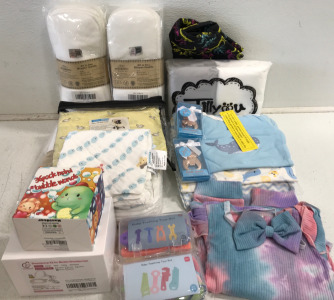 (4) Blue Snail All in One Diaper Inset Sz S (1) Stroller Rain Cover (2) 3pk Baby Sleeping Gowns & Lots More!!
