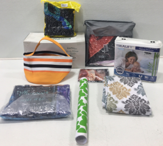 Body Pillow, Bamboo Mattress Protector, (3) Throw Blankets, Wall Stickers, Curtains And More