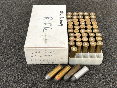 Box of .44 Long Rifle Ammunition- Reloads