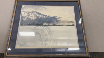 Framed &ldquo;Blue Lake&rdquo; Painting