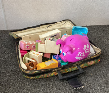 Doll House Furniture, Piggy Bank and Pasley Bag