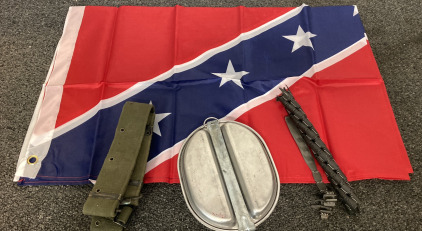 Military Belt, Machine Gun Ammo Belt, Mess Kit And 3’x5’ Union Flag