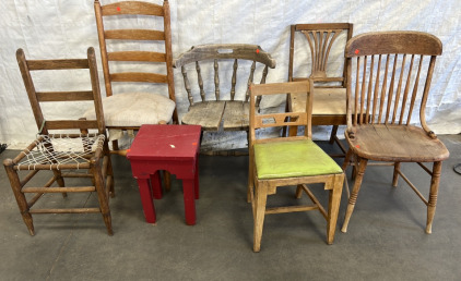 6 Mixed Chairs and 1 Stand