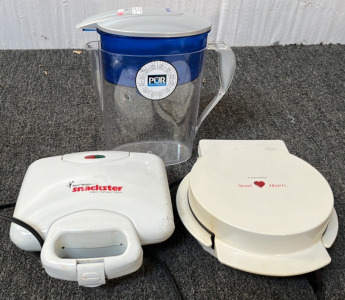 Waffle Maker, Sandwich Maker, and Pur Water Pitcher