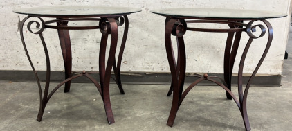 2 Metal/ Glass Side Tables