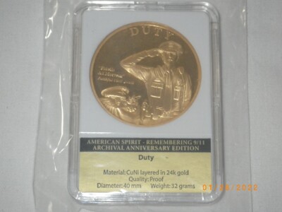 24K Gold Layered Proof Copper Coin “Duty”