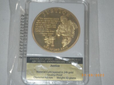 24K Gold Layered Proof Copper Coin “Justice”