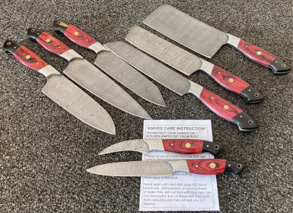8 Piece Damascus Knife Set