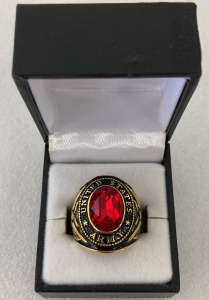 US Army Replica Ring With Red Center Stone