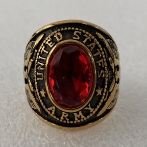 US Army Replica Ring With Red Center Stone