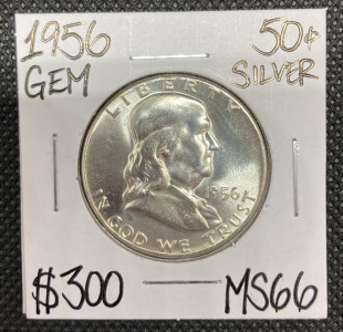 1956 MS66 Gem Silver Franklin Half Dollar