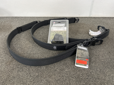 (3) Blackhawk Reinforced Web Duty Belts Size Large and 2” Nylon Belt Keeper in Package