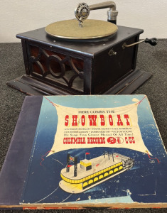 Vintage Victrola Phonograph and Show Boat Musical Records