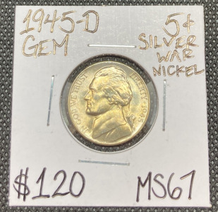 1945-D MS67 Gem Silver War Nickel