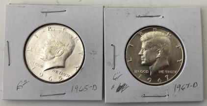 1965-D & 1967-D Kennedy Half Dollars