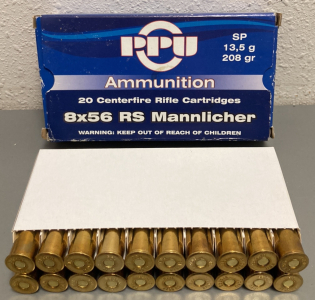 (20) Rnds. PPU 8x56 RS Mannlicher Ammo