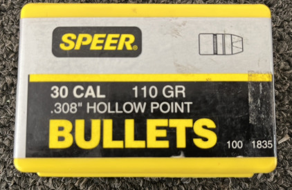 Speer 30 Cal .308 Hollow Point 110GR Unopened