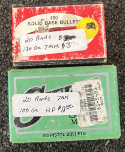 20 Rounds 120Gr 7mm Bullets and 20 Rounds 100GR 7mm HP Bullets