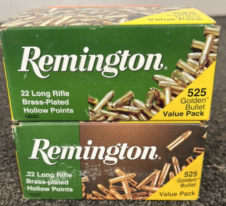 1050 Rounds 22 Long Rife Brass Plated Hollow Point Bullets