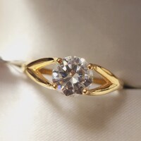 Silver Moissanite Gold Plate(1.75ct) Ring - 3