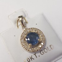 10K Sapphire (1ct) Diamond (0.15ct) Pendant - 2