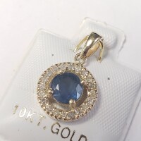 10K Sapphire (1ct) Diamond (0.15ct) Pendant - 3